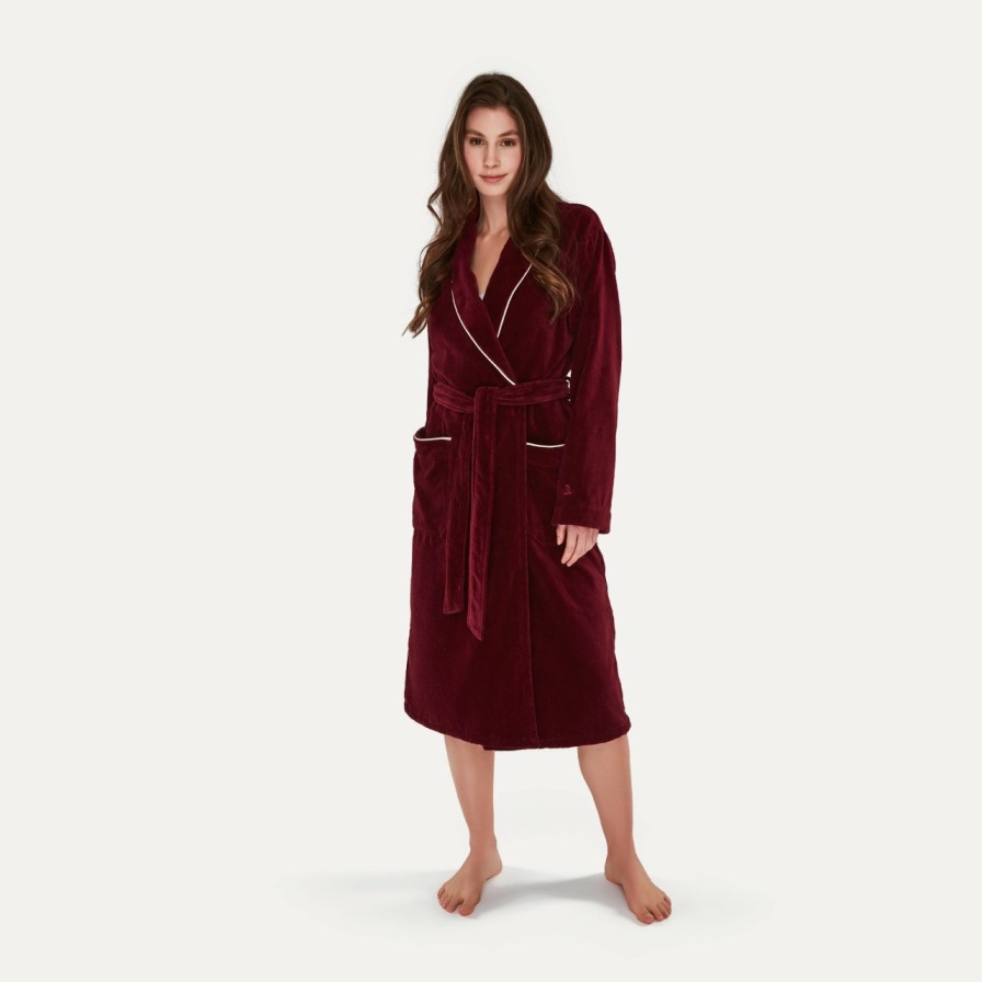 Bademantel MÖVE | Homewear Schalkragenmantel Rot(Burgundy)