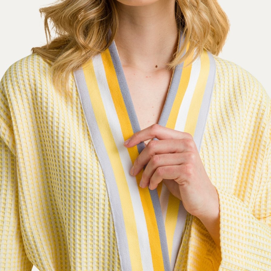 Bademantel MÖVE | Summer Piquee Kimono Gelb(Snow/Yellow)