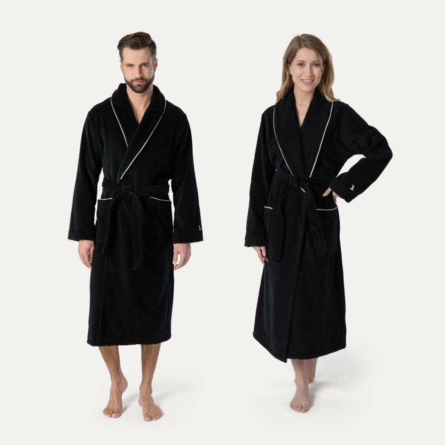 Bademantel MÖVE | Homewear Schalkragenmantel Schwarz(Black)