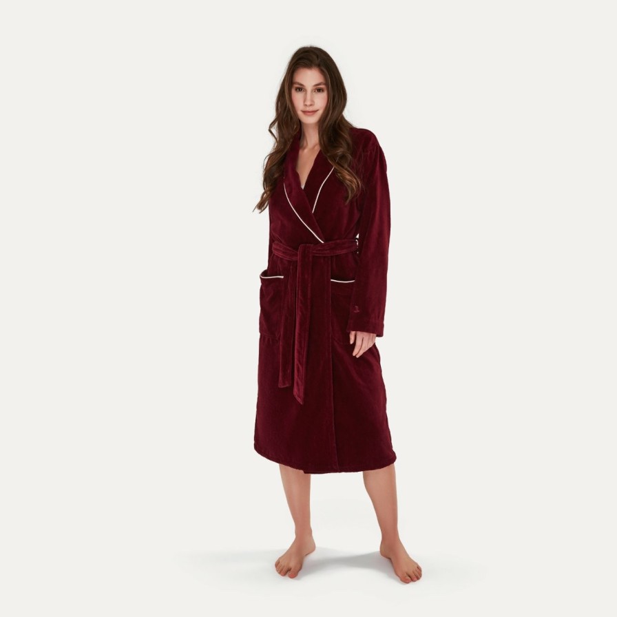 Bademantel MÖVE | Homewear Schalkragenmantel Rot(Burgundy)